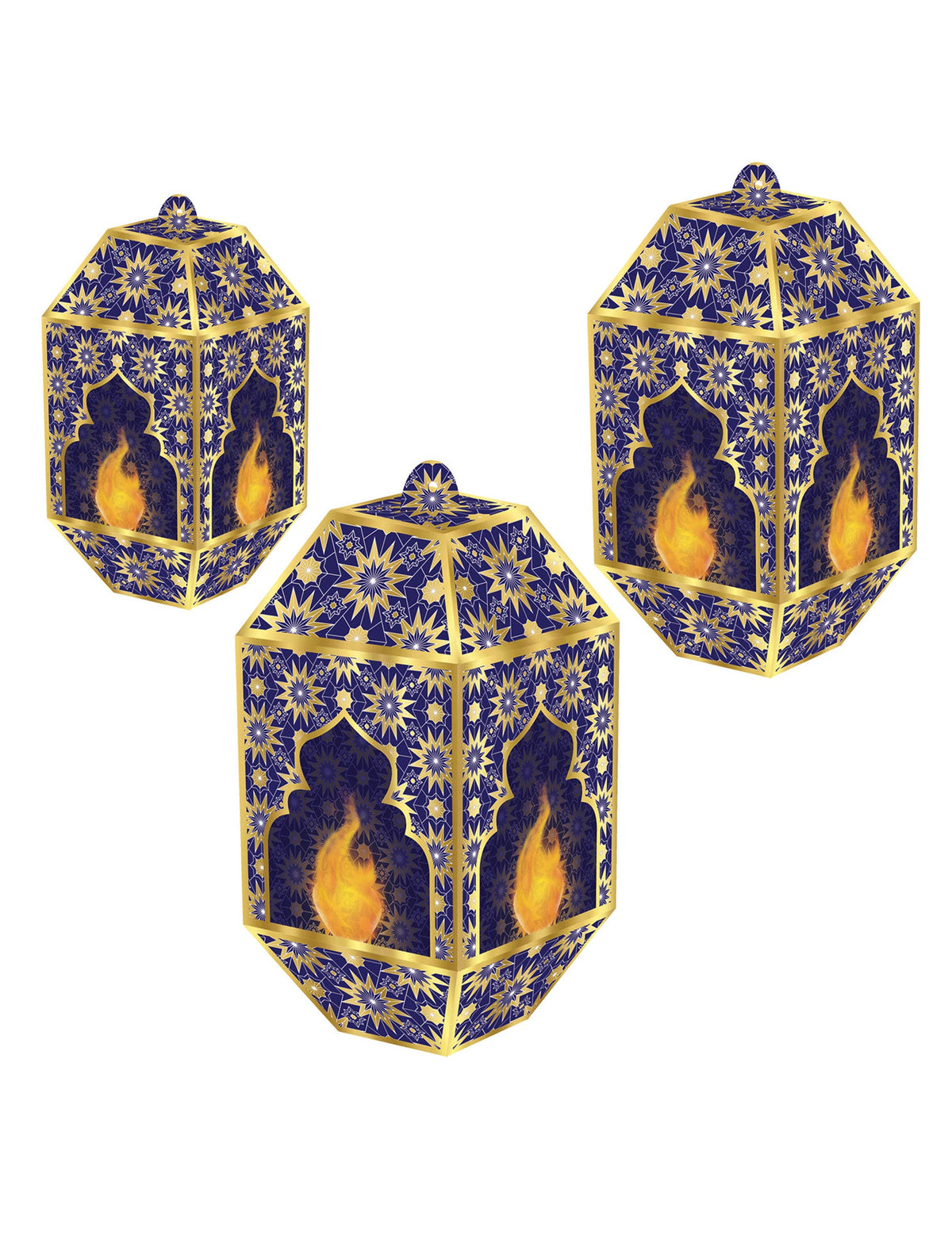 Lanternes en papier Aïd Mubarak pour décoration bleues et or à suspendre