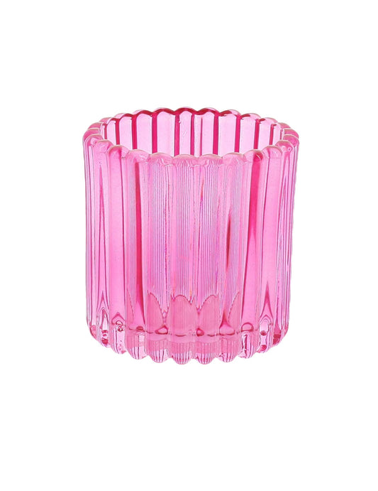 3 Porta-velas de vidro rosa, laranja e amarelo 7,5 cm