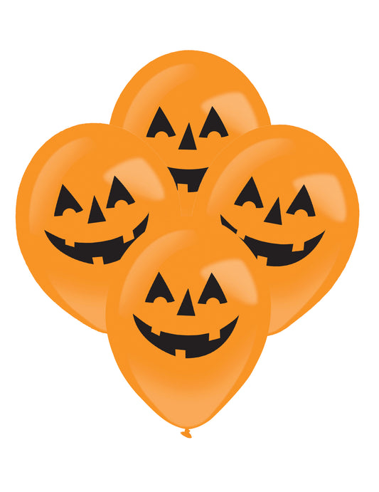 4 Balões LED em formato de abóbora de Halloween 27,5 cm