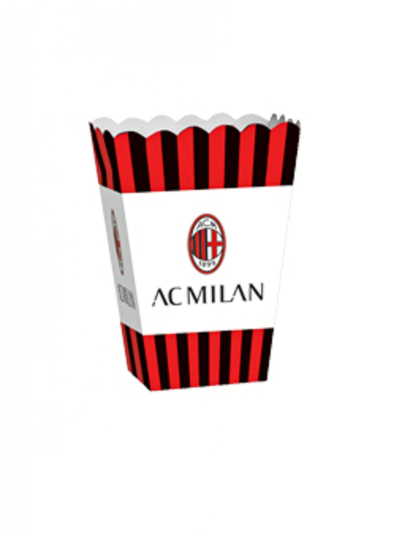 Boîtes popcorn en carton AC Milan pour supporter rouges et noires à rayures