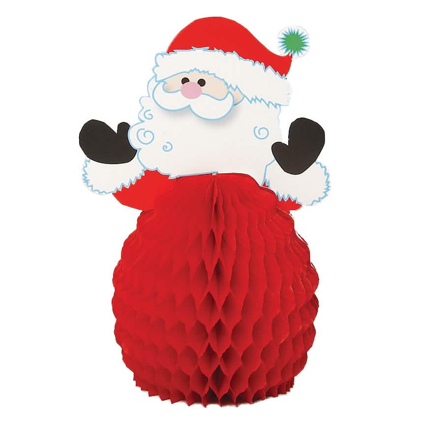 Mini centro de mesa pai natal para decoração vermelho em favos de mel