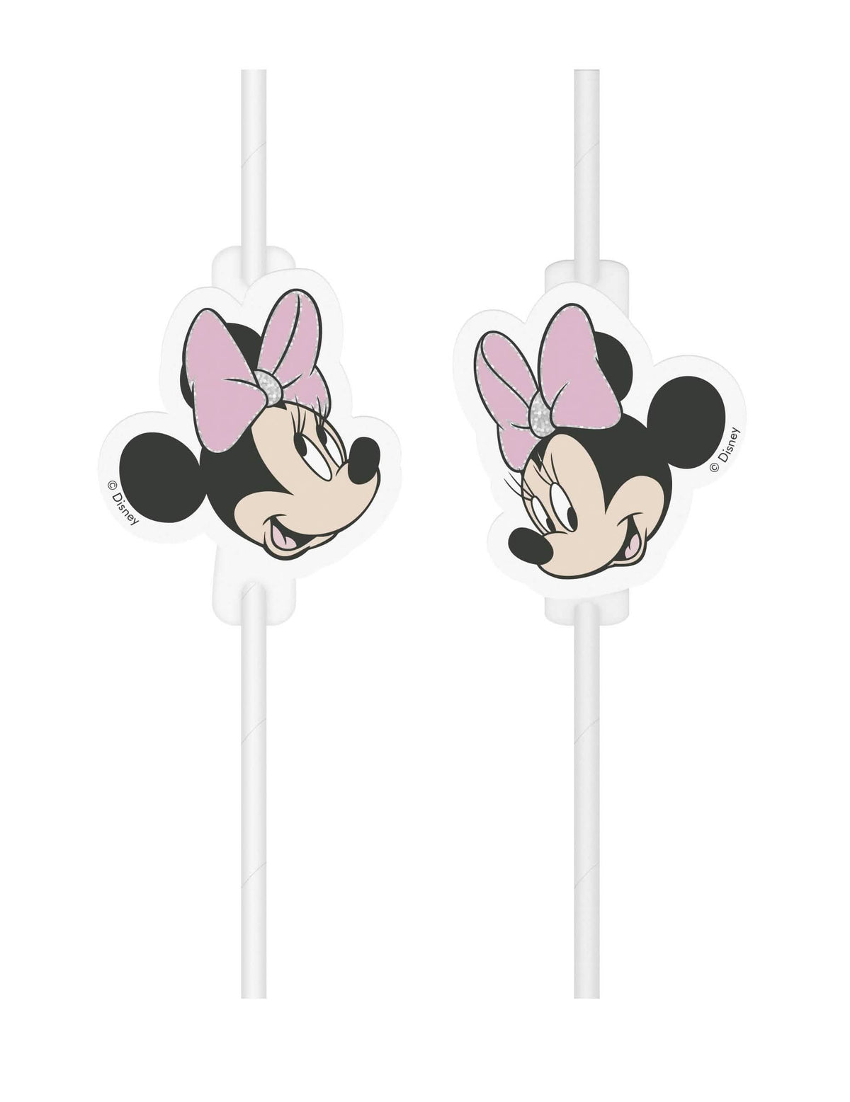 palhinhas medallion em cartão rosto Minnie para criança cor de rosa e branco