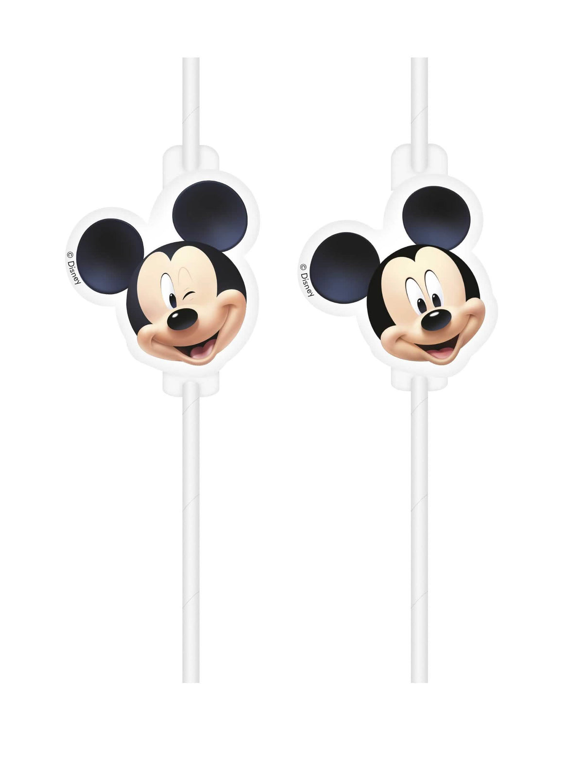 Palhinhas médaillon em plástico Mickey para criança brancas