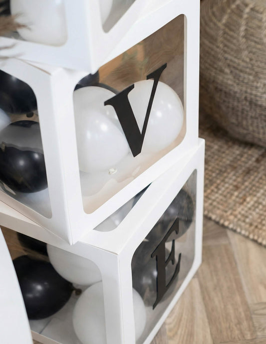 48 lettres adhésives pour cubes ballons noires