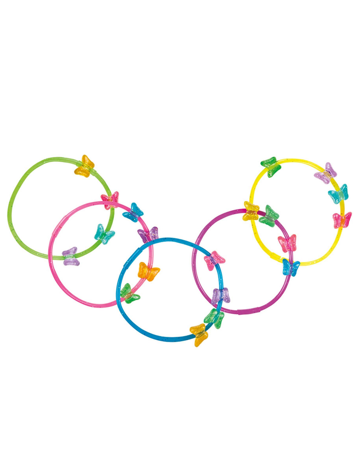 Pulseiras borboletas para criança multicoloridas e com lantejoulas