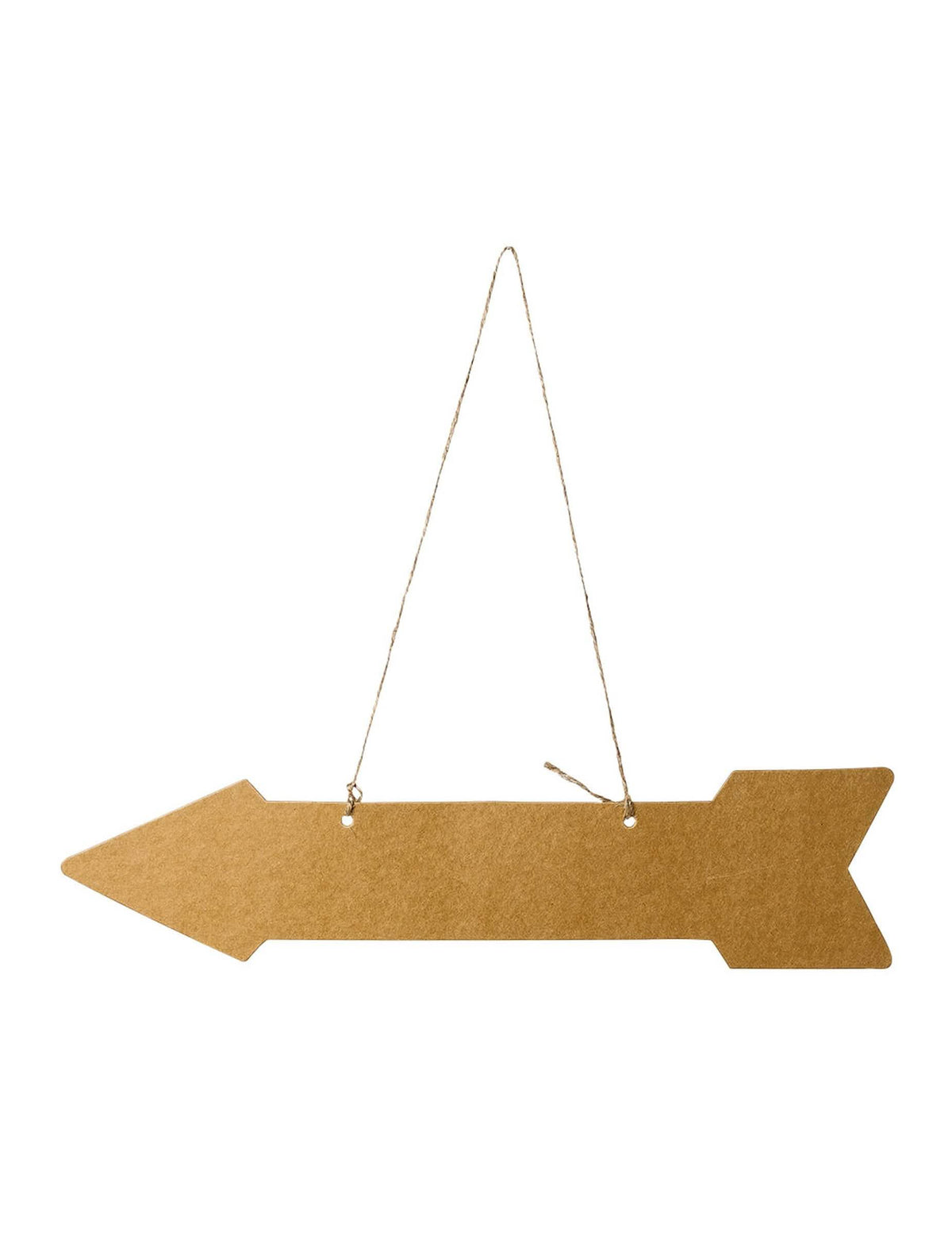 Seta indicativa em kraft para decoração de festa castanho com cordel
