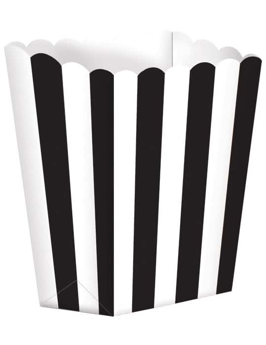 Pot à popcorn vintage noir et blanc à rayures en carton