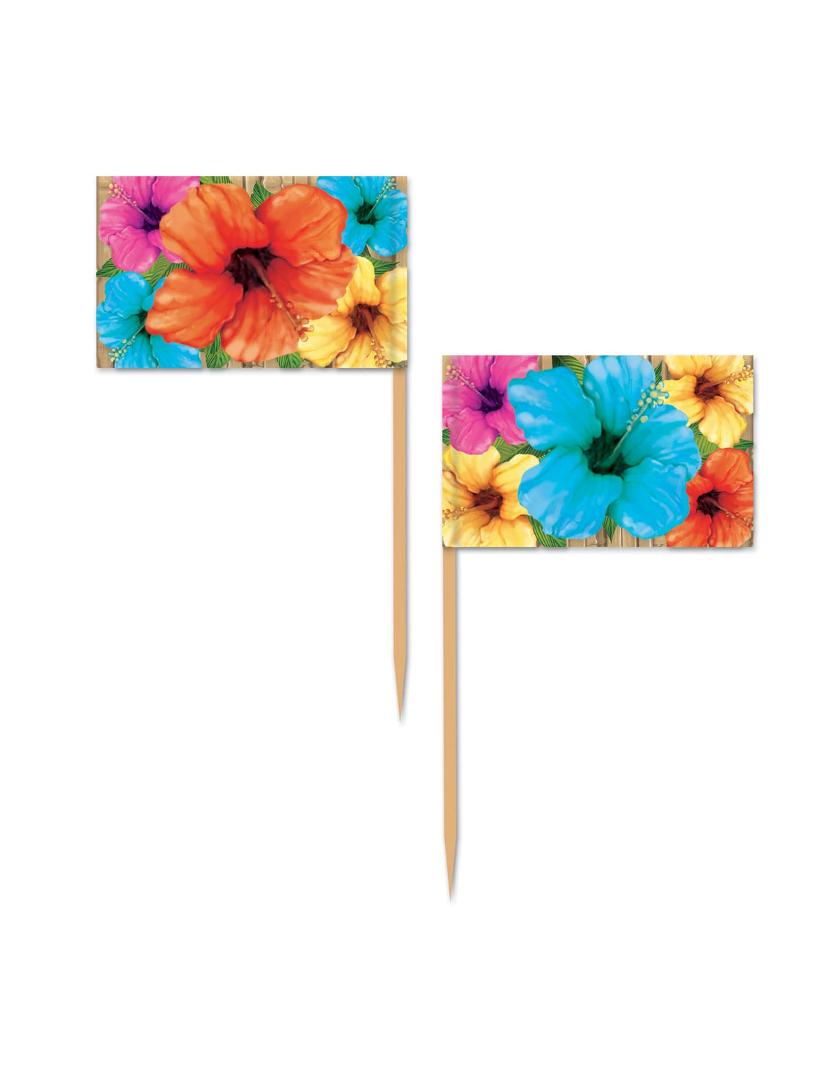 Varinhas de hibisco multicoloridas com flores tropicais para festa