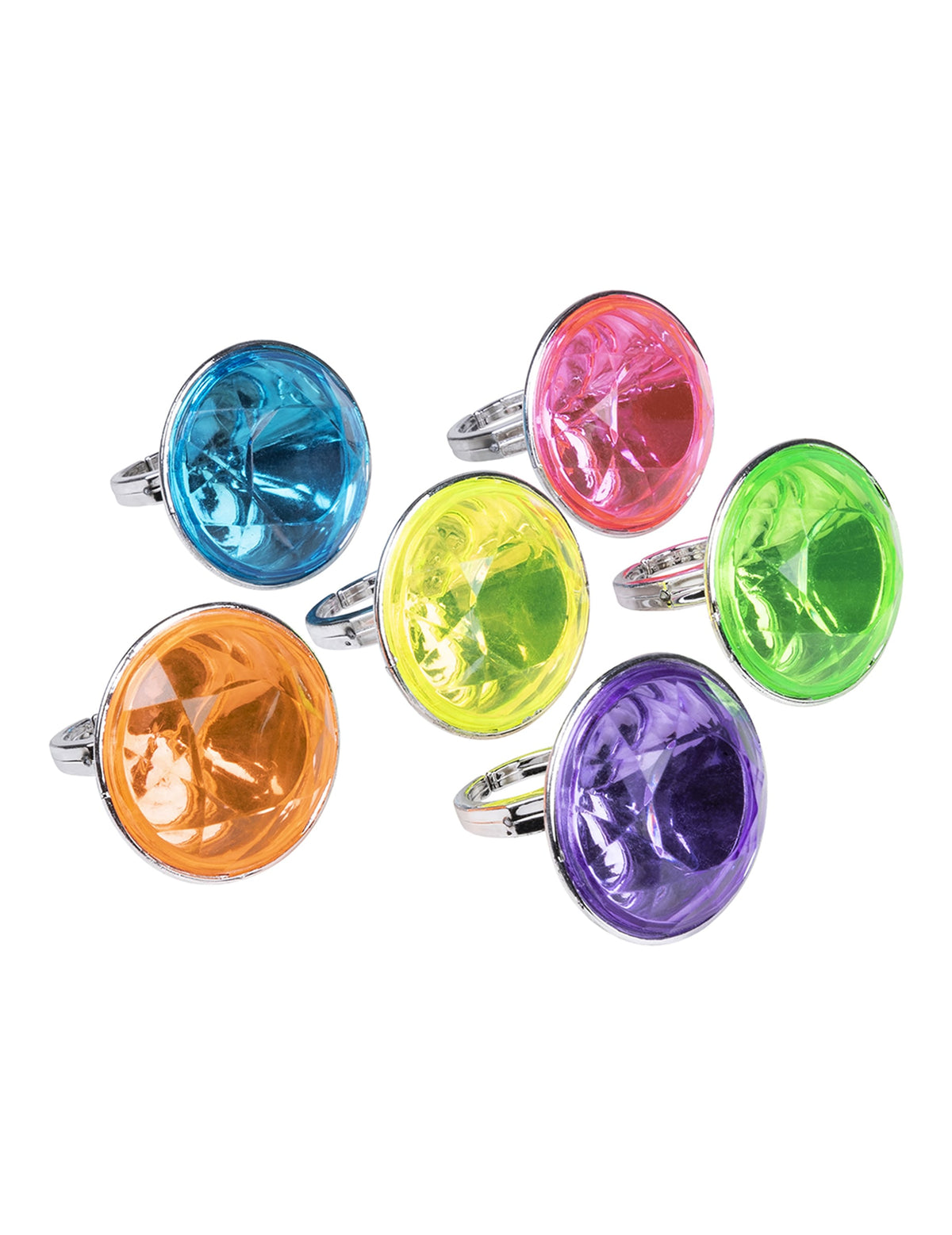 Lot de 6 bagues diamants princesse pour enfant multicolores