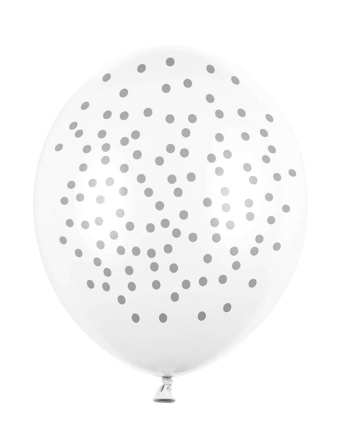 6 balões de látex brancos com bolinhas prateadas para festa