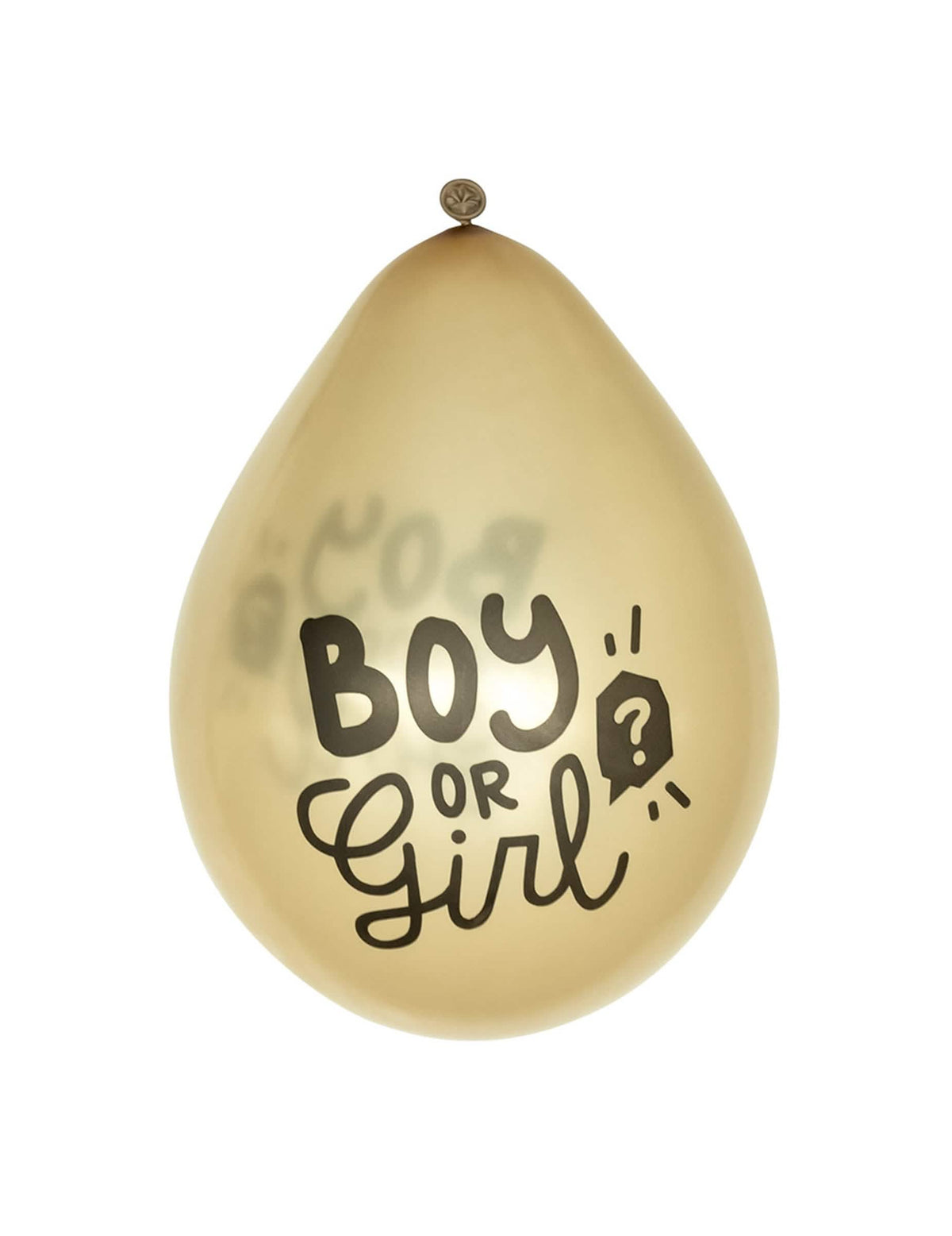 Grande plano da impressão dos balões em látex Boy or Girl para gender reveal dourados