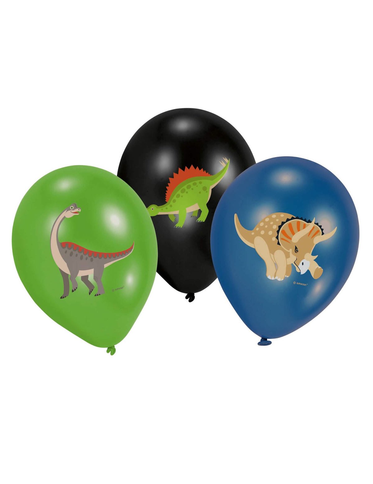 balões de látex Grandes Dinossauros preto, verde e azul