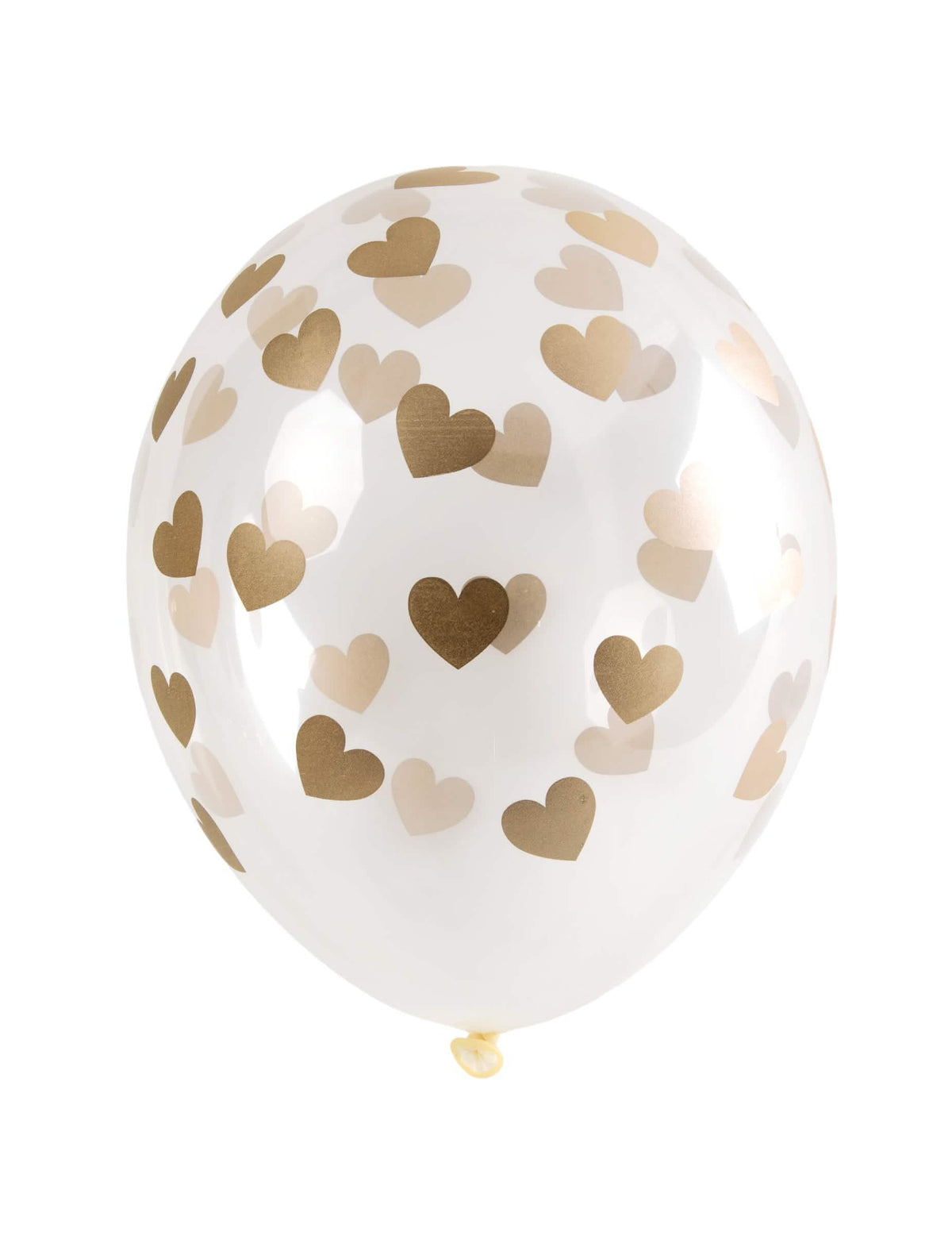 balões de látex transparentes e dourado com corações para festa