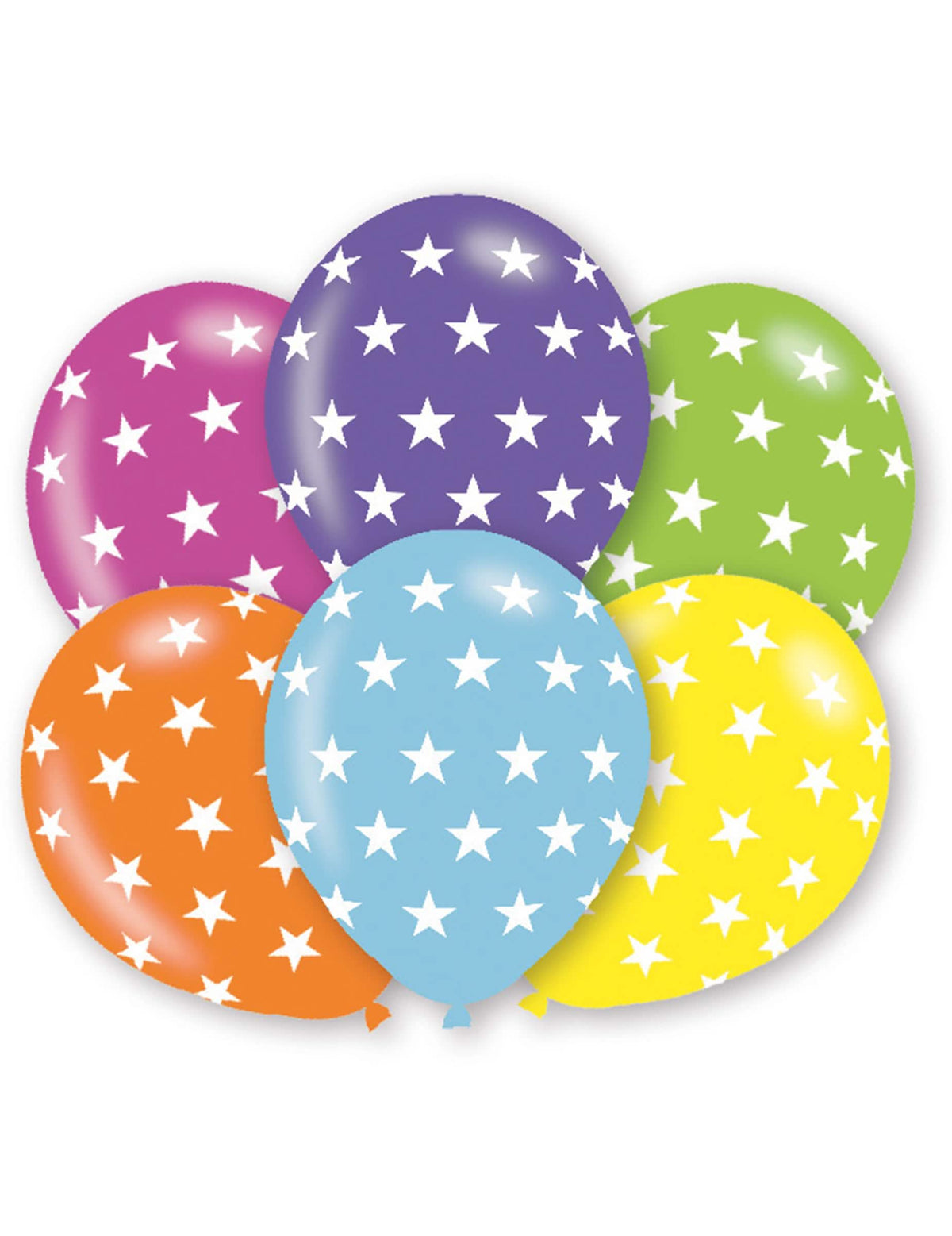 6 balões estrelas para festa multicoloridos