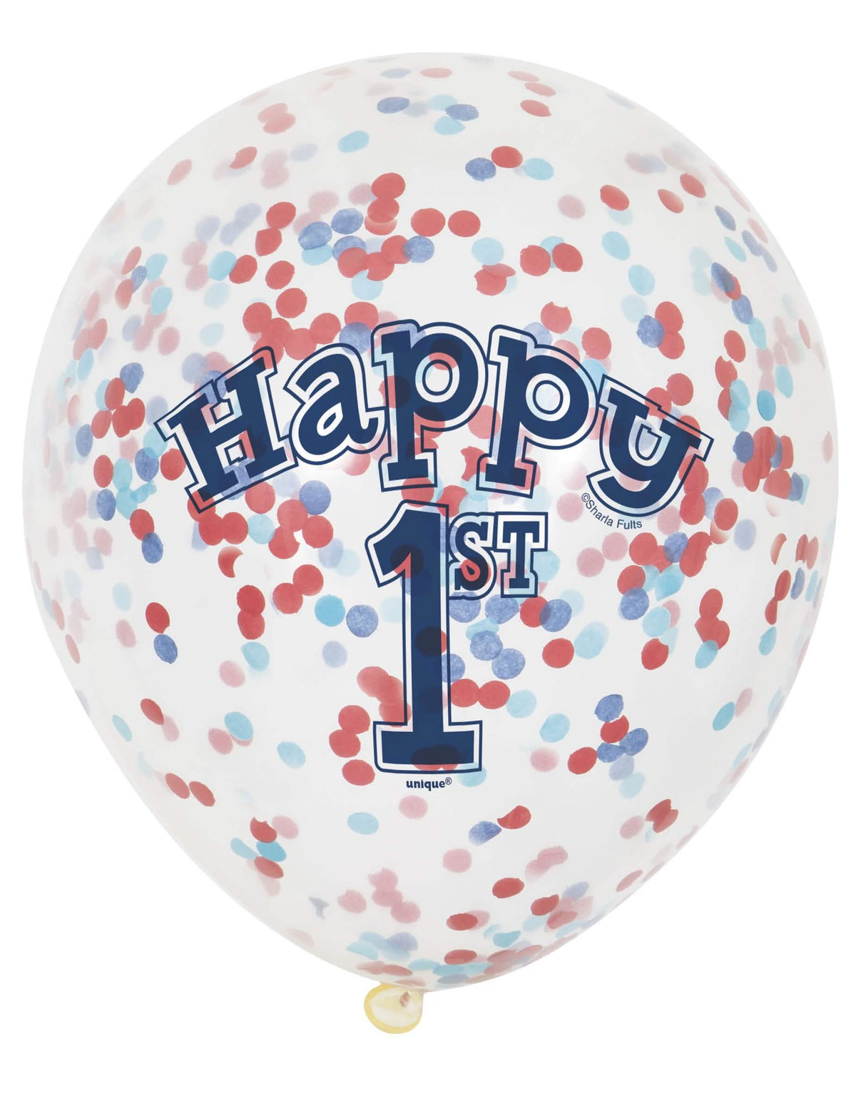 Balão de látex com confettis 1.º aniversário pequeno marinheiro para criança vermelho e azul