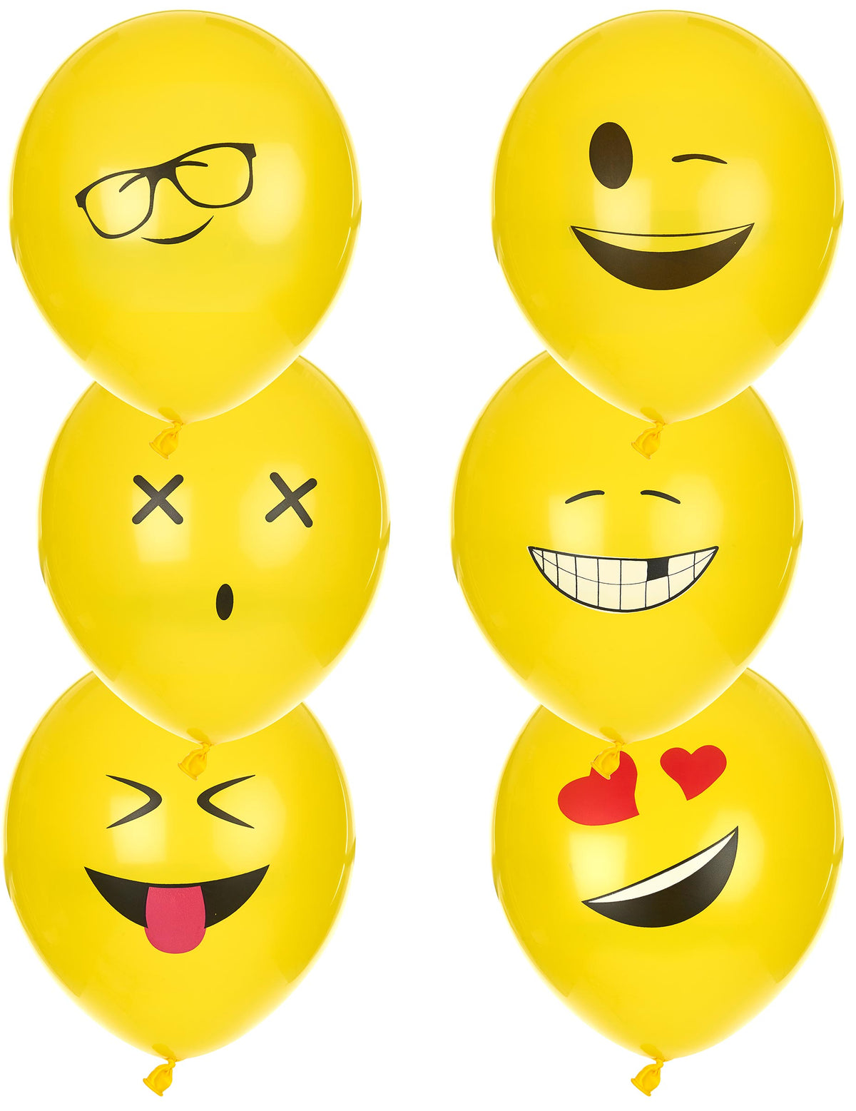 Ballons latex Imoji pour fête jaune avec différents visages d'émoticônes