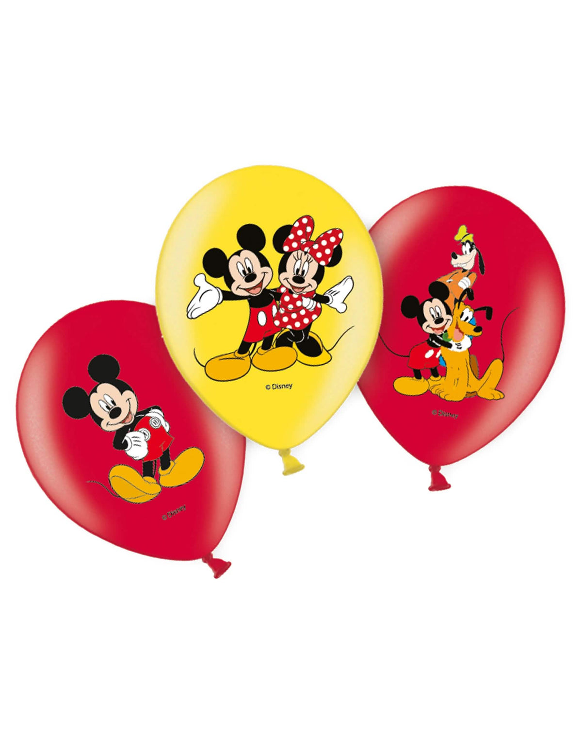 balões de látex Mickey para criança vermelhos e amarelos