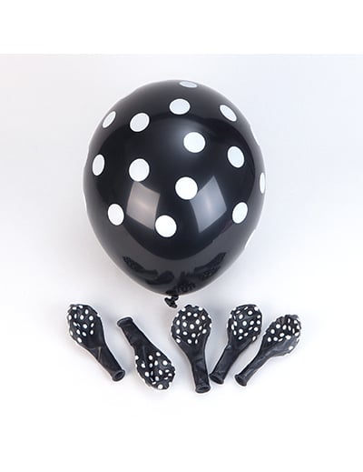 balões de látex às bolinhas branco para festa pretos