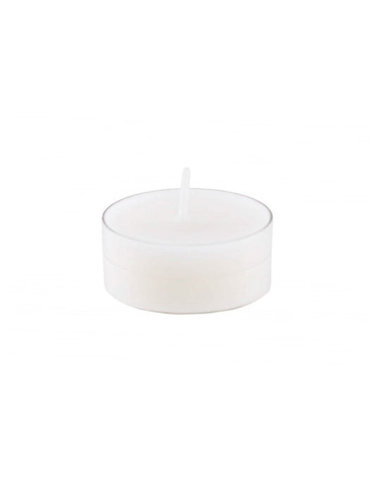 Bougies chauffe-plats blanches avec support transparent