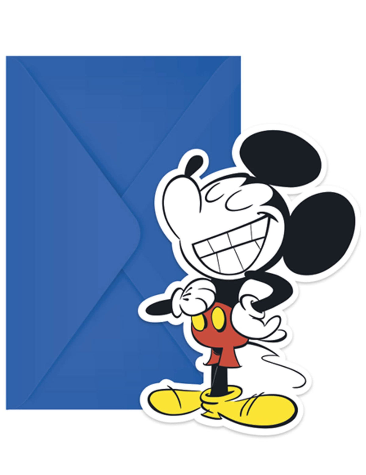 Cartões de convite e envelopes Mickey retrô para criança azul