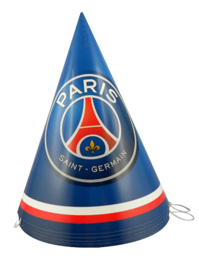 Chapeau de fête en carton PSG pour supporter bleu avec logo officiel