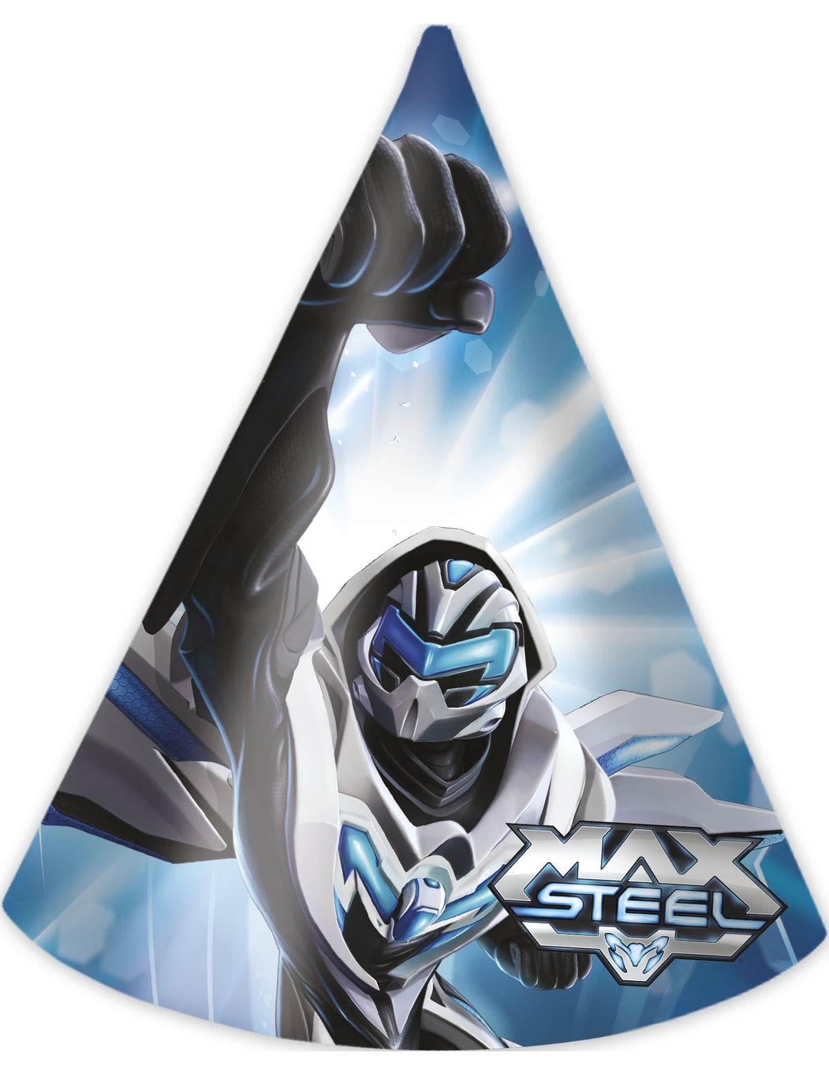 Chapéu de festa Max Steel para criança azul e branco