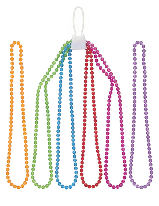 6 colares de pérolas de plástico transparentes e coloridos