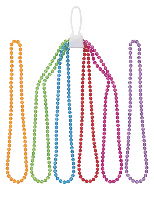 6 colares de pérolas de plástico transparentes e coloridos