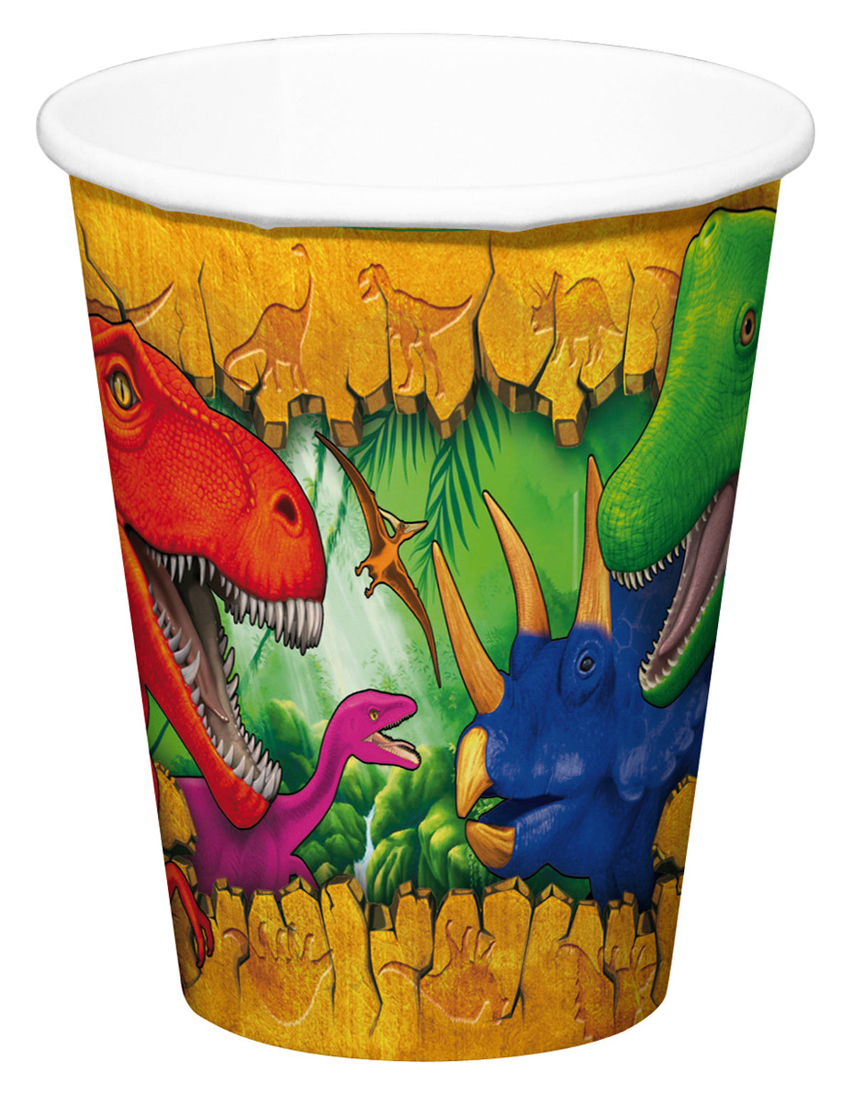 Gobelets en carton Dinosaures pour enfant à motifs multicolores
