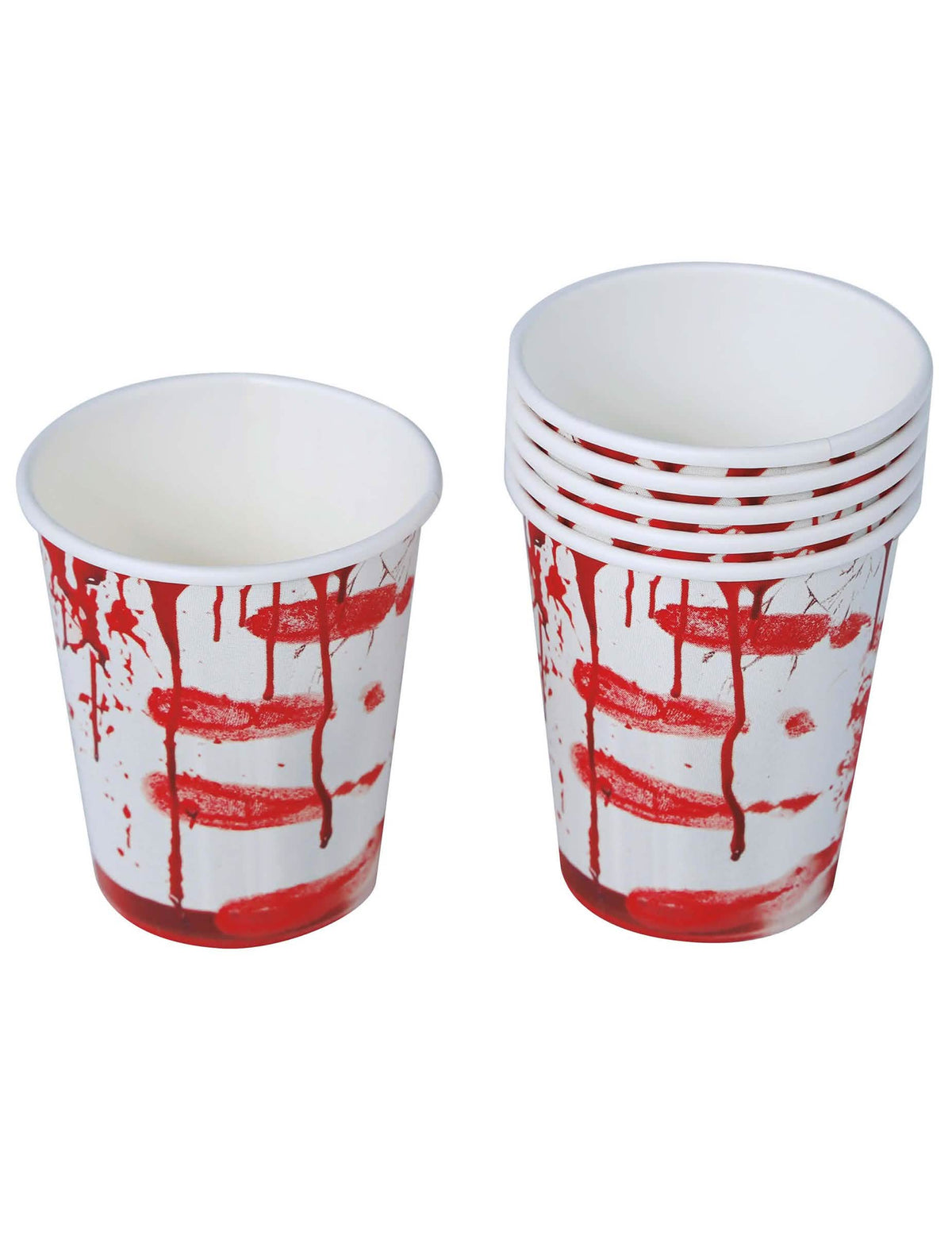 Vue d'ensemble du lot de gobelets en carton halloween ensanglanté