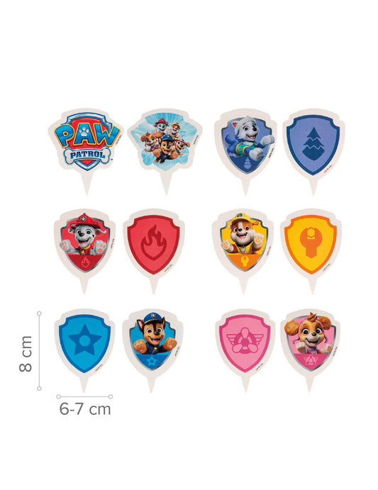 Kit de 6 decorações para cupcakes com toppers da Patrulha Pata™