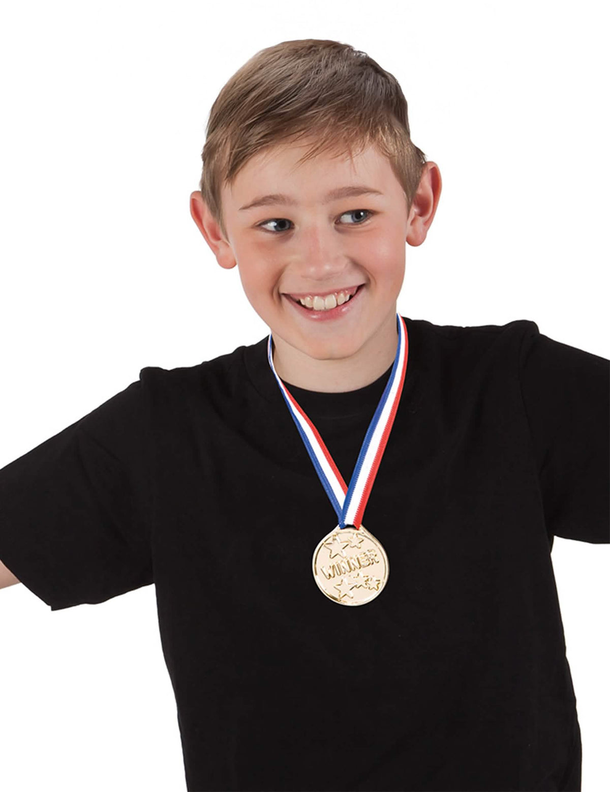 Medalha usada por uma criança da Medalha winner