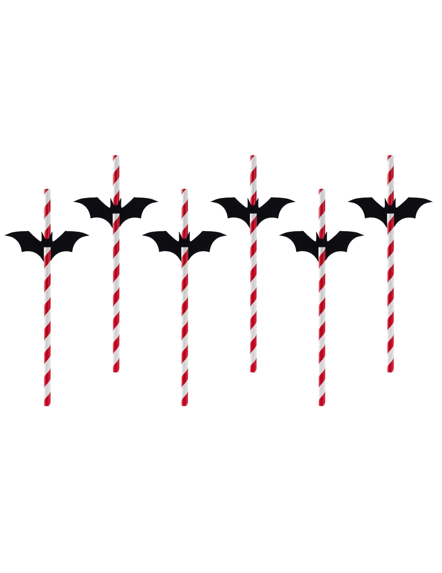 Pailles Chauve-souris pour Halloween rayées rouge et blanc