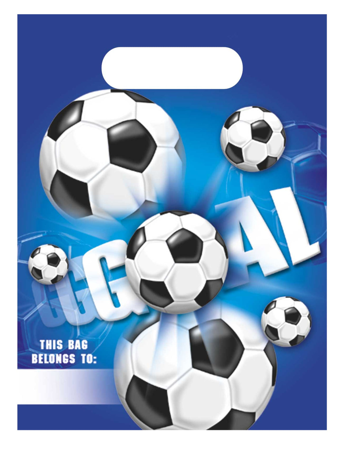 Sacs de fête en plastique Football Goal pour anniversaire bleu avec motifs ballons de foot