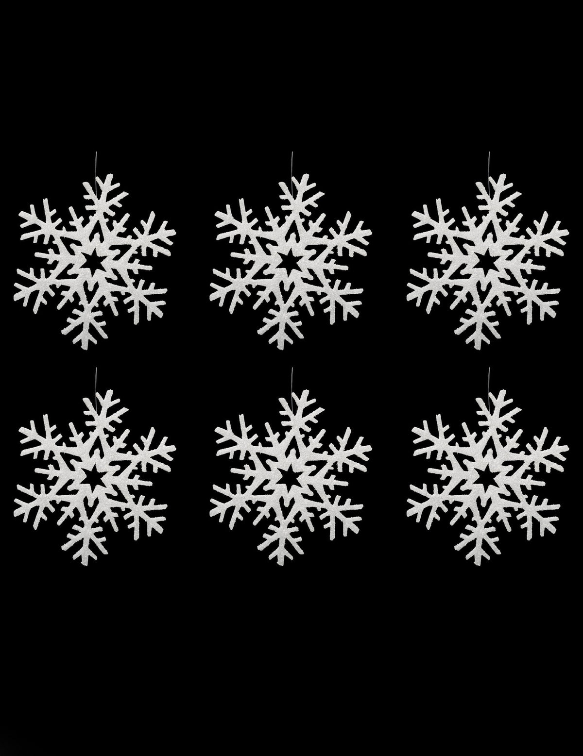 Suspensions flocons pour décoration de Noël blancs à paillettes