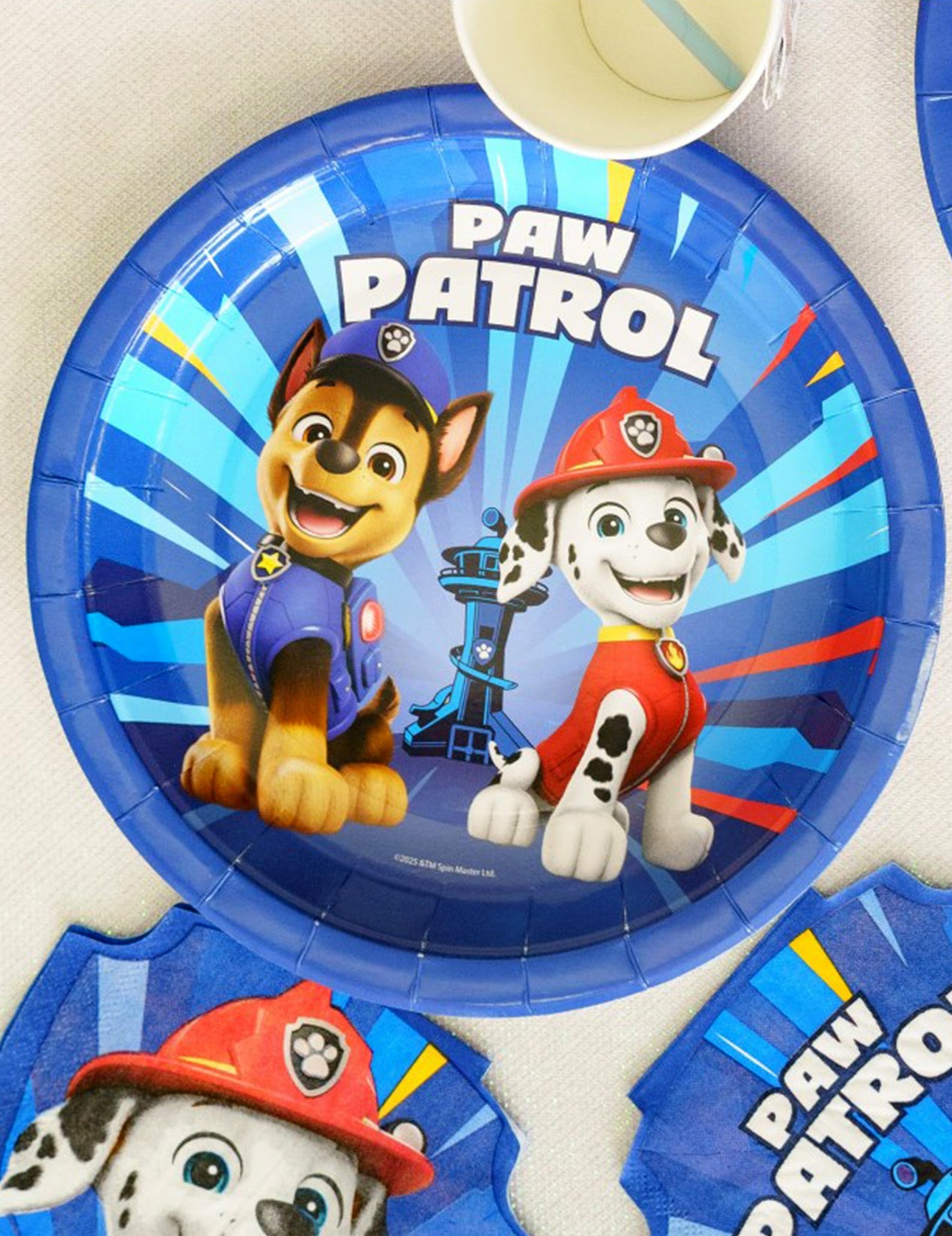 8 pratos azuis de cartão Pat'patrouille™ 23 cm