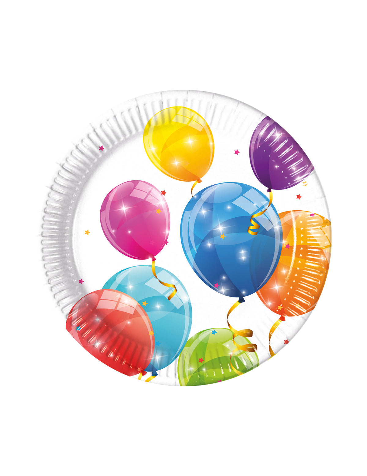 Assiettes en carton ballons colorés pour anniversaire multicolore