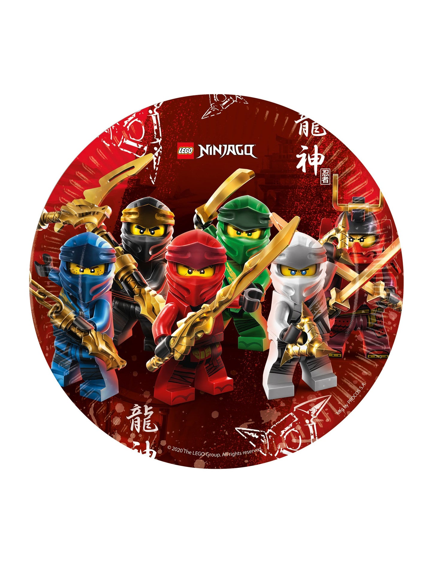 Assiettes en carton Lego Ninjago pour anniversaire rouges avec les ninjas