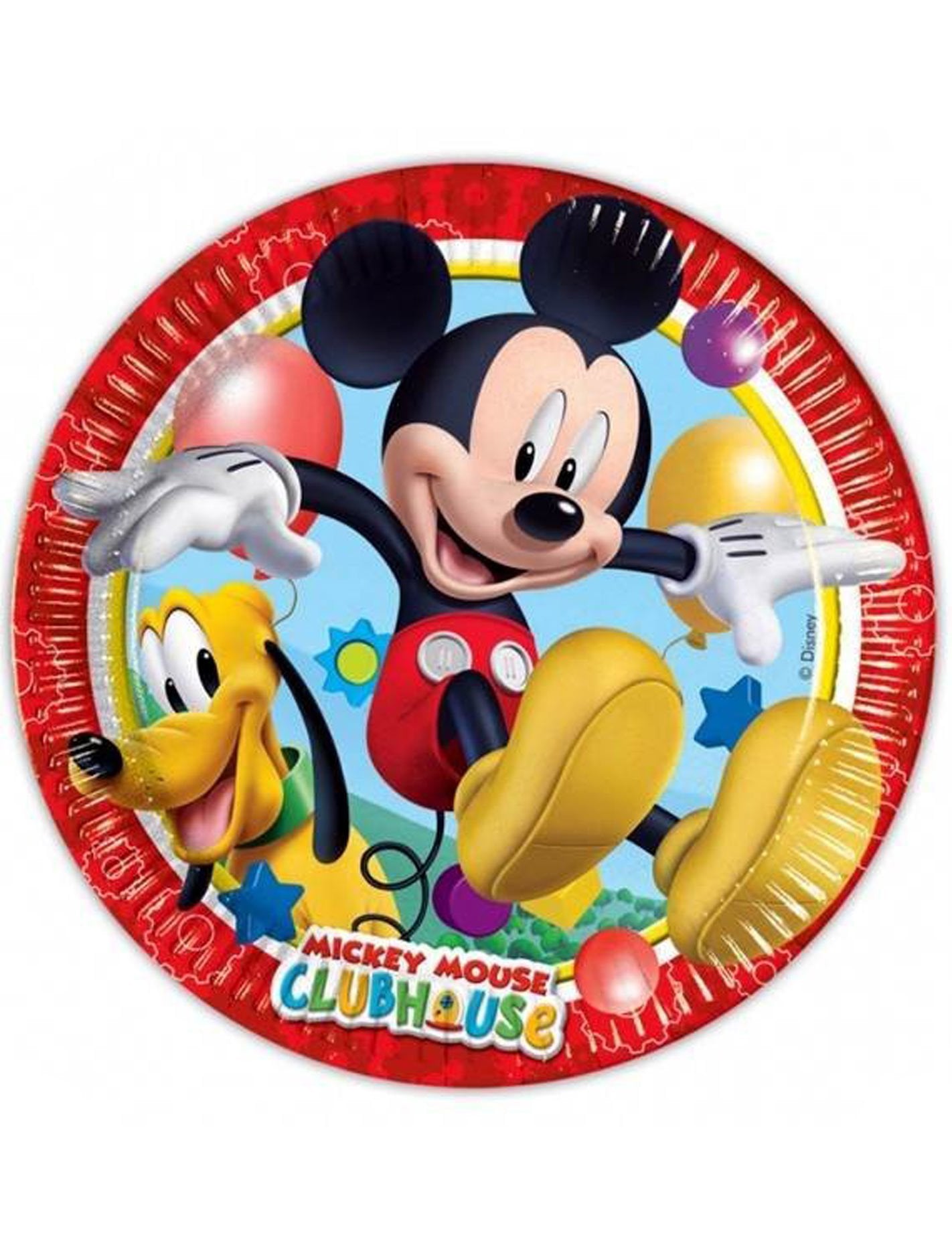 Assiettes en carton Mickey Mouse rouges avec Pluto