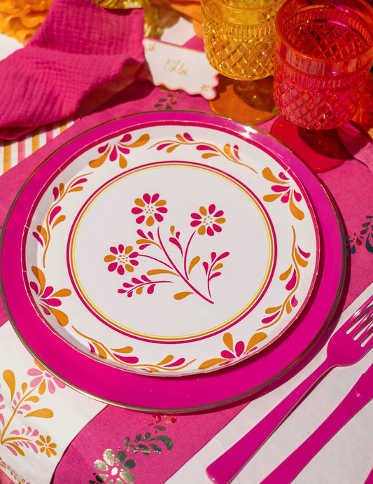 8 Pratos de cartão Pink Limonade 23 cm