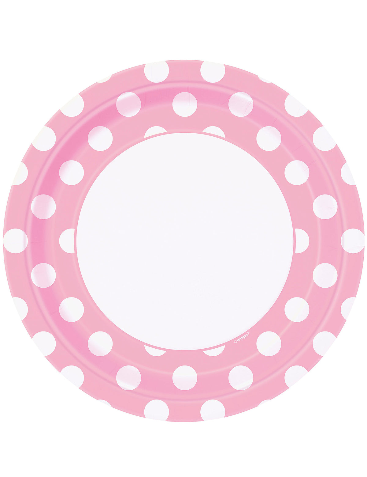 8 assiettes à pois blancs rose clair en carton