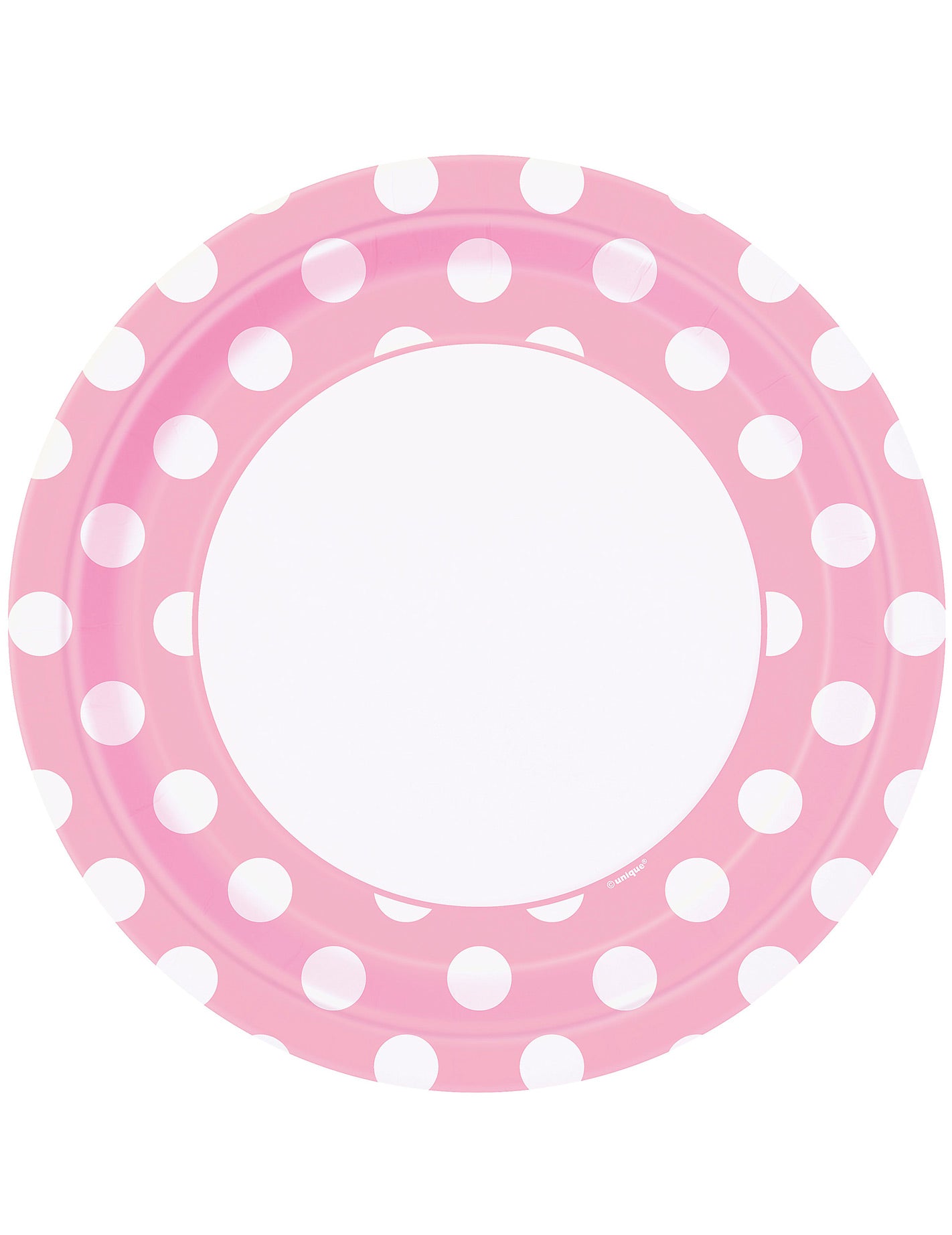 8 assiettes à pois blancs rose clair en carton