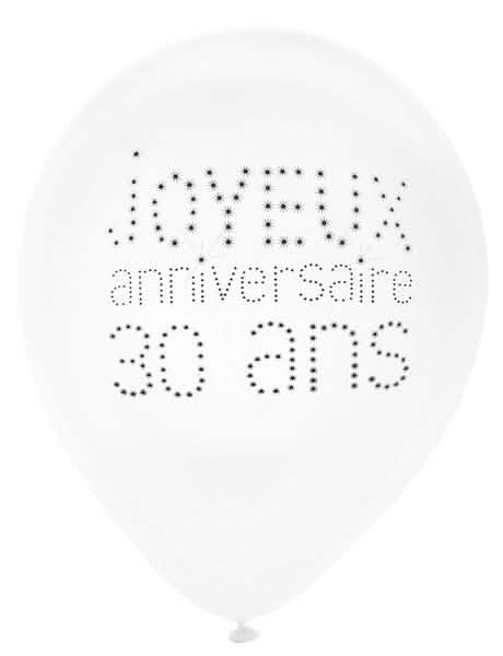 balões de látex 30 anos para aniversário chique branco e preto