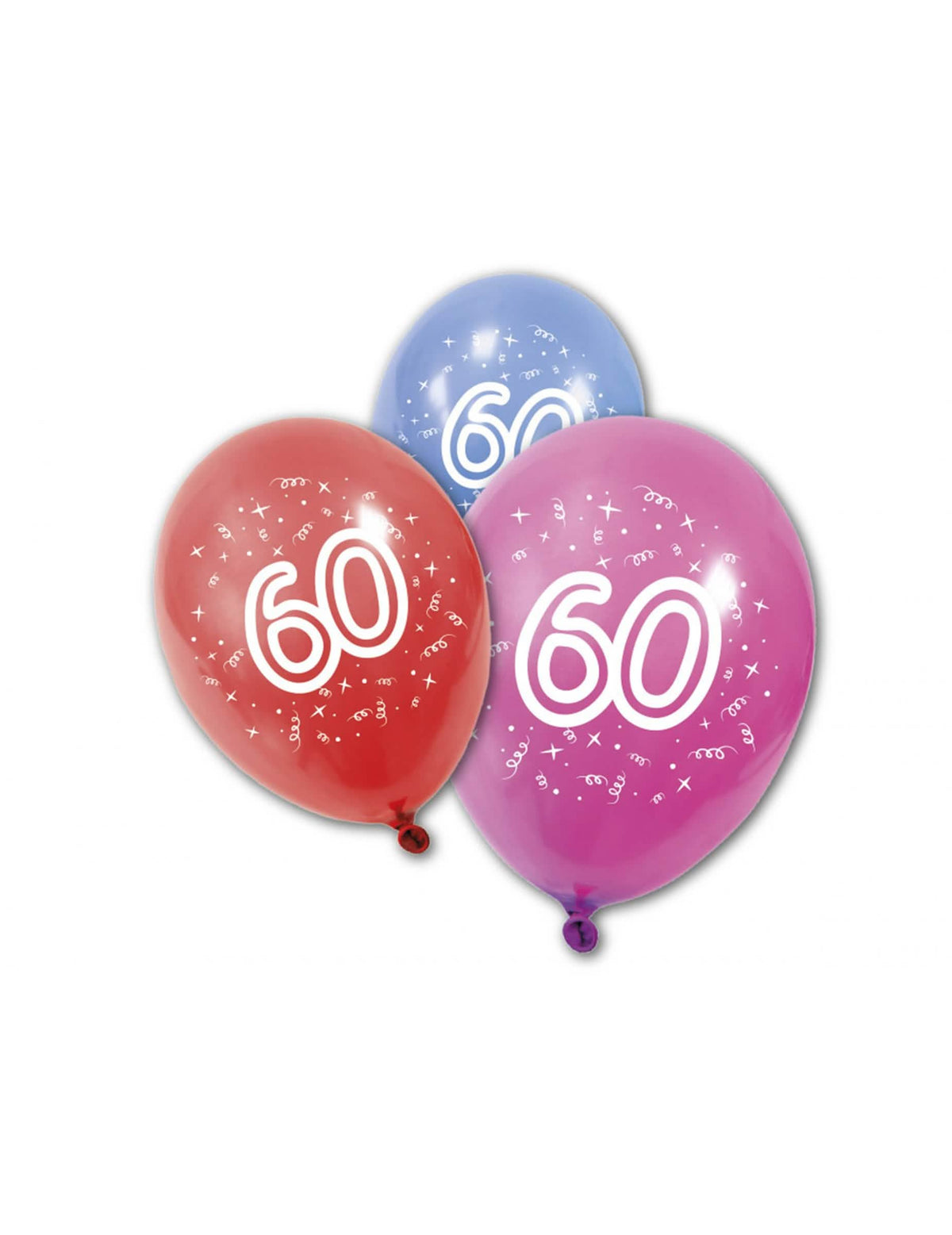 balões de látex aniversário 60 anos multicoloridos