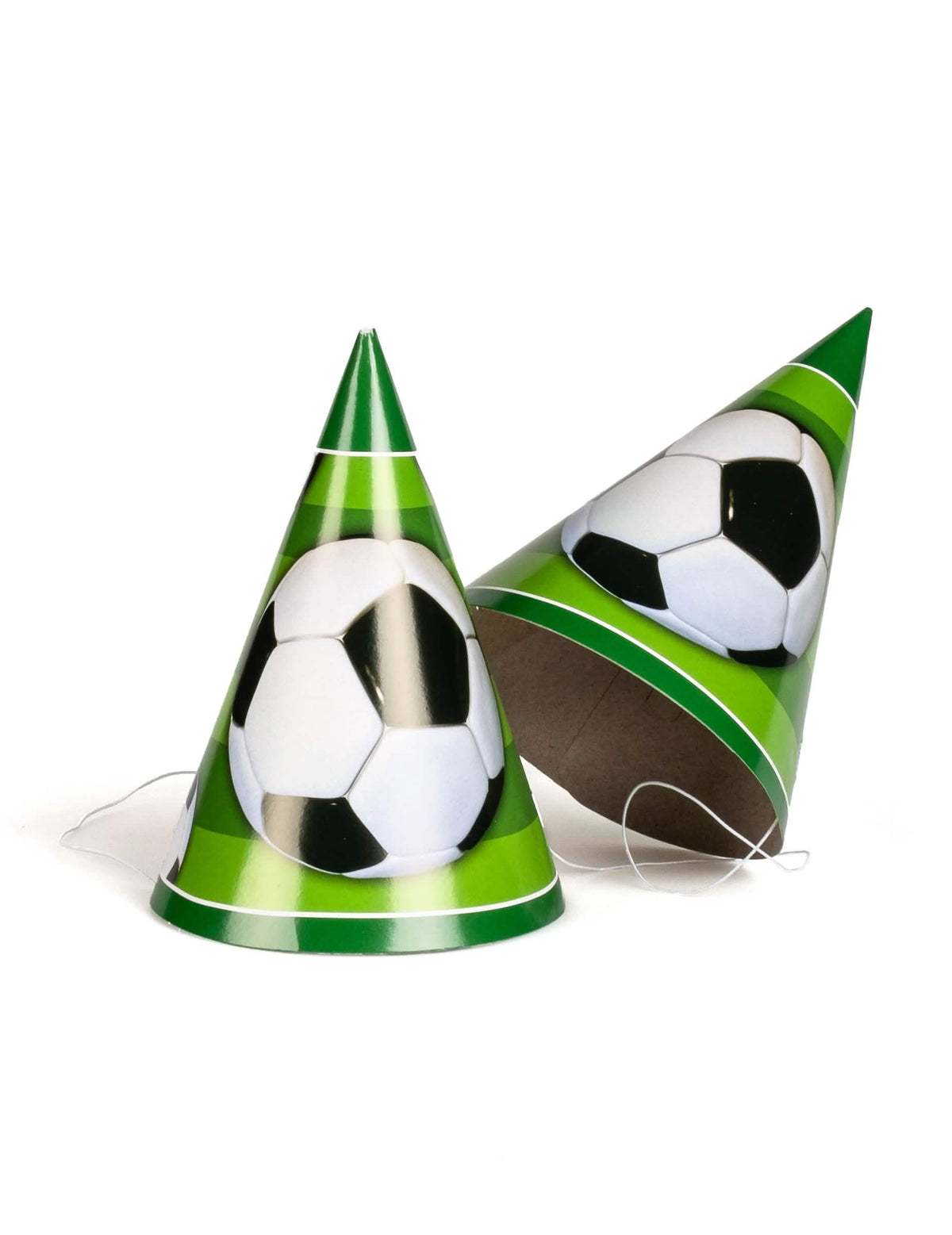 Detalhe do elástico e do interior do chapéu de futebol para festa
