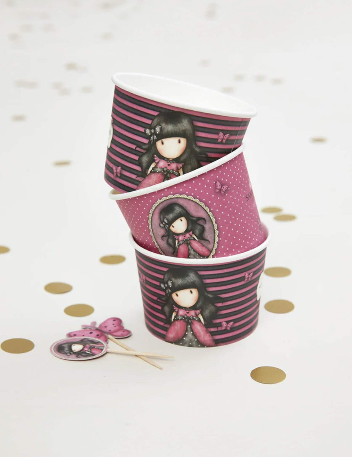 Recipientes Ladybird Santoro para criança cor de rosa e preto às riscas