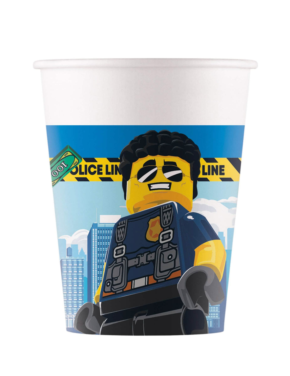 Copos de cartão Lego City para criança azul com motivo policial