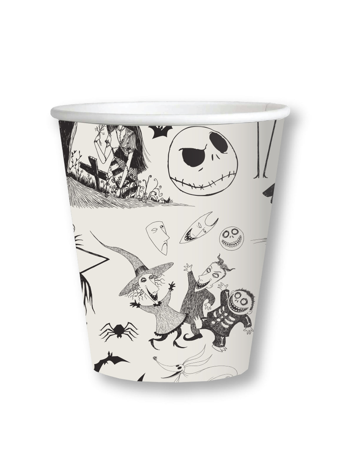 Gobelets L'étrange Noël de Mr Jack pour fête blanc et noir avec motifs personnages