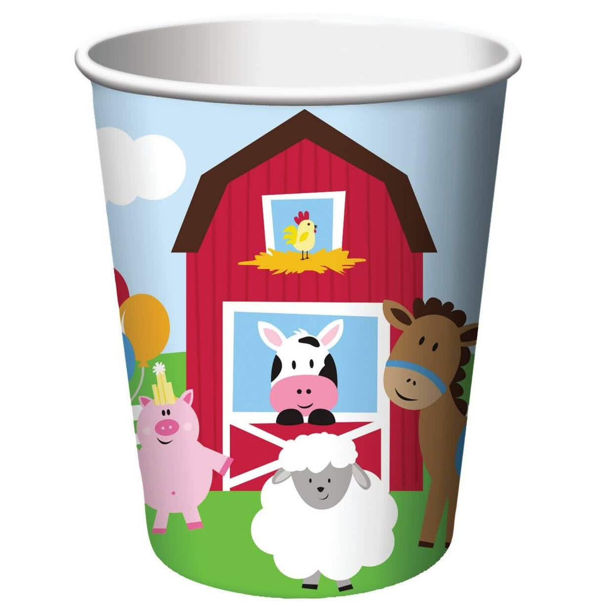 Gobelets en carton petite ferme pour enfant multicolores avec animaux