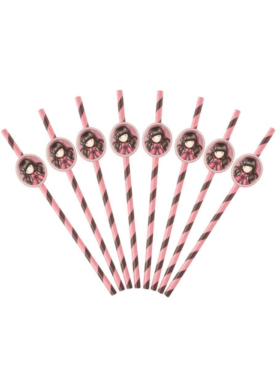 palhinhas em cartão Ladybird Santoro para criança cor de rosa e preto às riscas